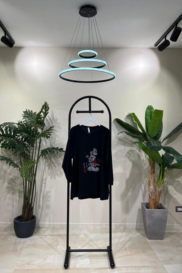 T-shirt Mickey strass - Nero