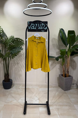Camicia smanicata lino - Senape