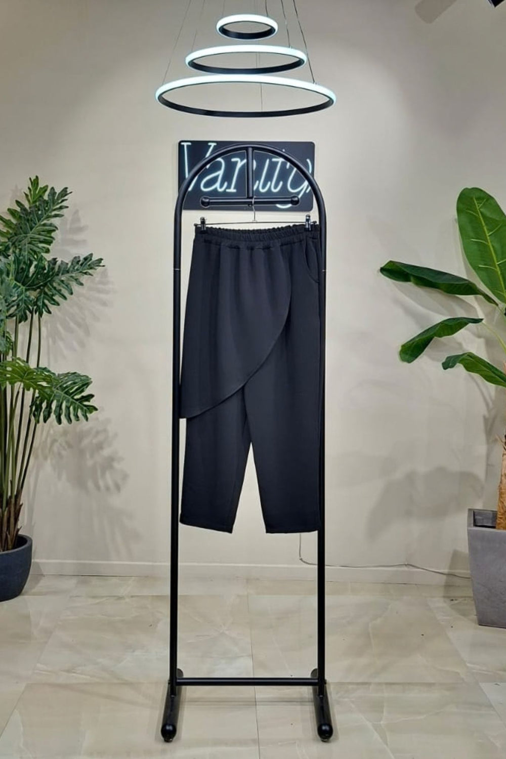 Pantalone pannello crespato - Nero