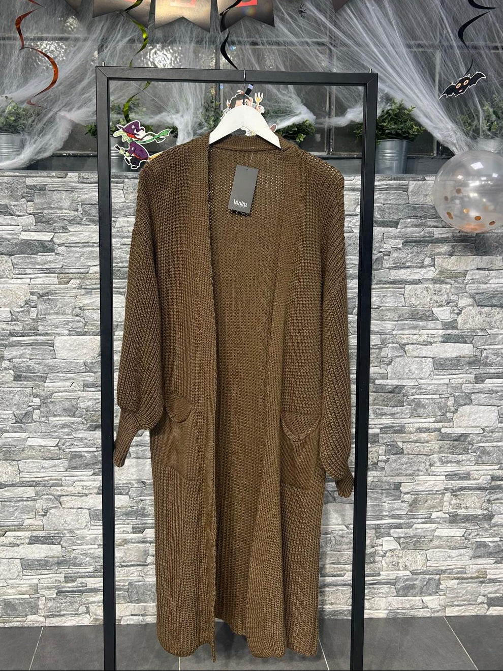 Cardigan lungo palloncino - Bruciato