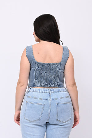 Bustino jeans strass - Jeans chiaro