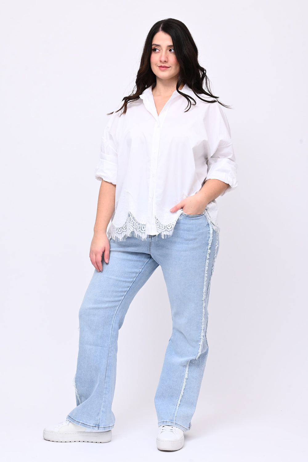 Camicia scatola pizzo - Bianco