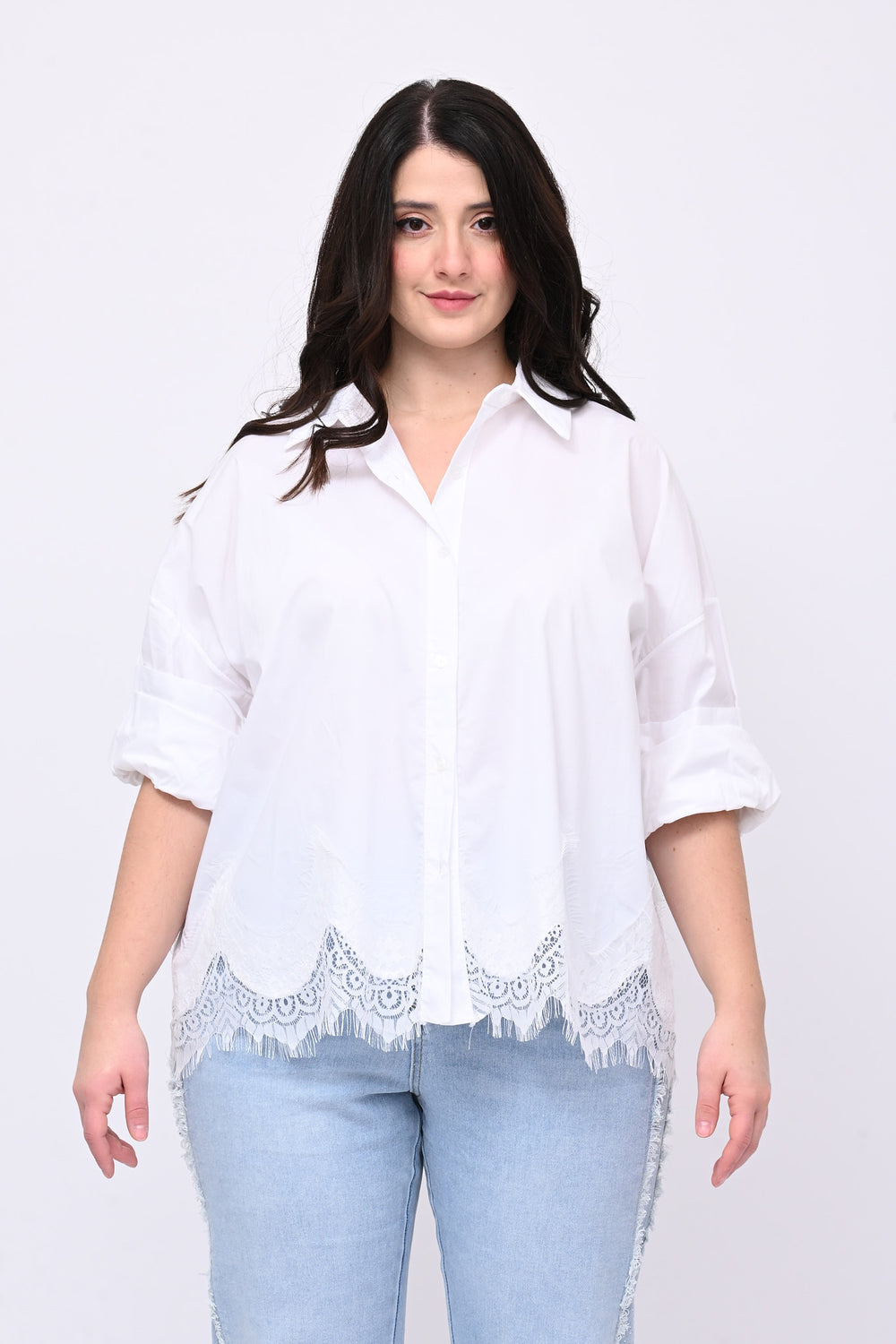 Camicia scatola pizzo - Bianco