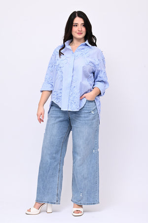 Camicia bacchettata ricamo - Oxford