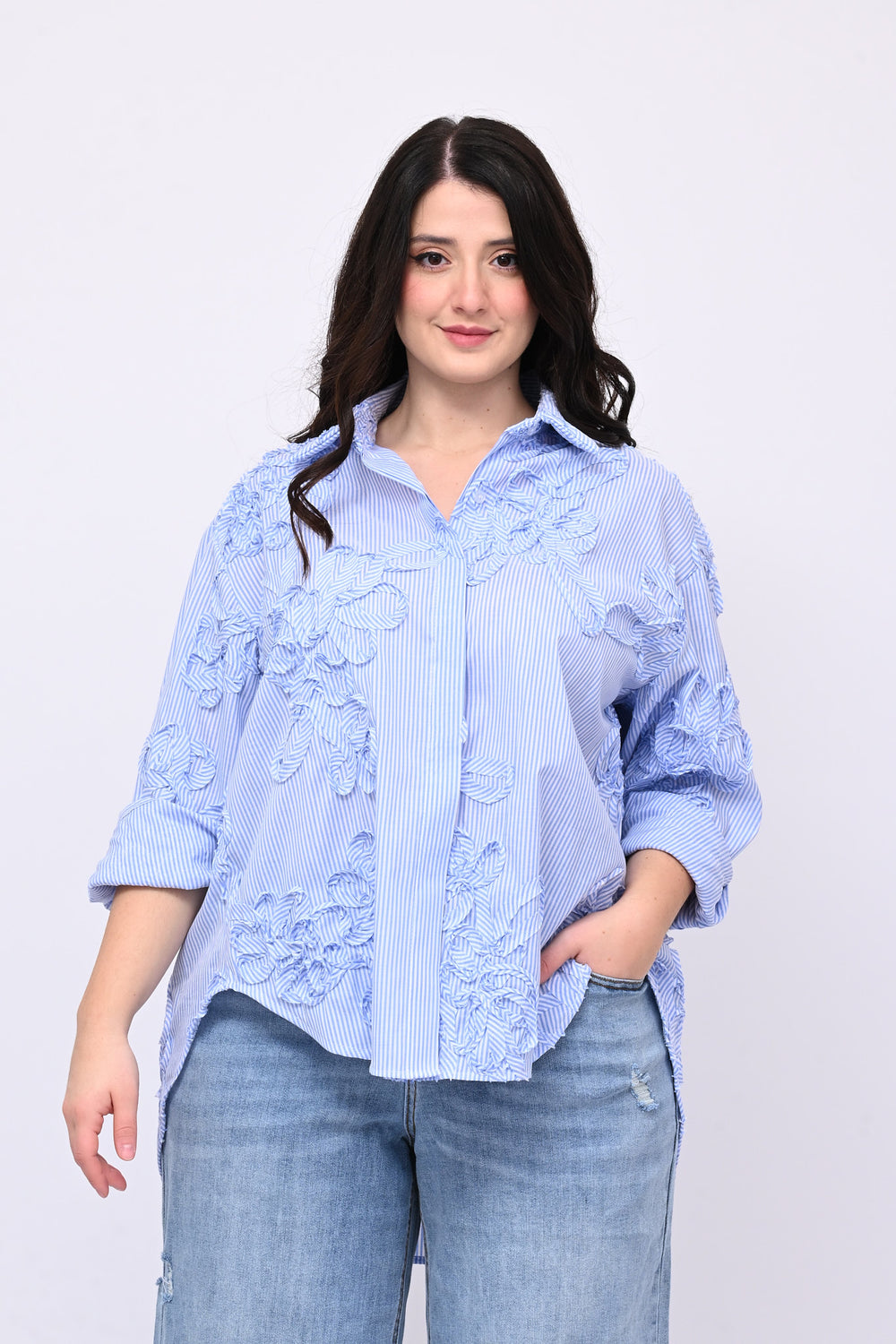 Camicia bacchettata ricamo - Oxford
