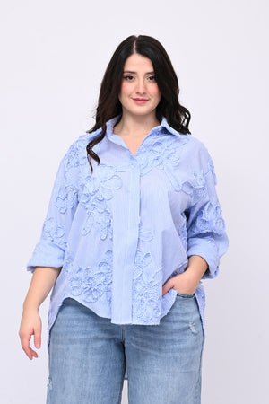 Camicia bacchettata ricamo - Oxford