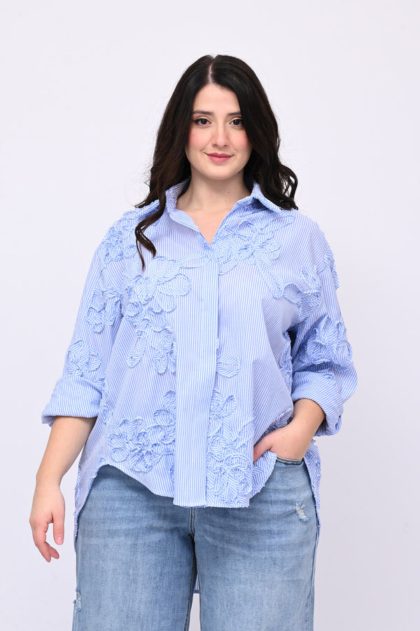 Camicia bacchettata ricamo - Oxford