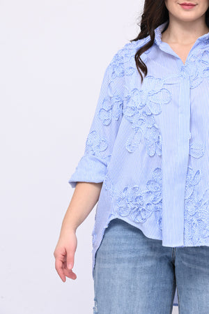 Camicia bacchettata ricamo - Oxford