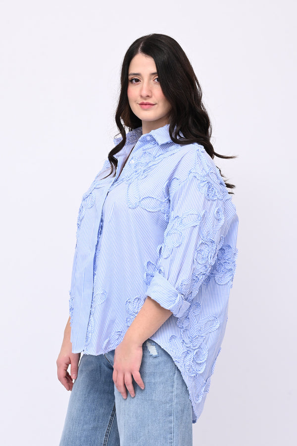 Camicia bacchettata ricamo - Oxford