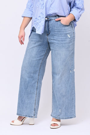 Jeans palazzo strappi - Jeans chiaro