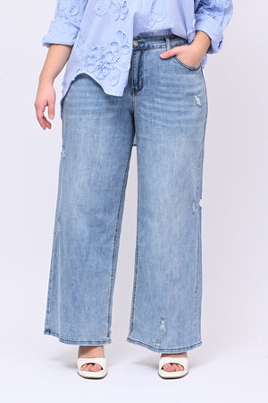 Jeans palazzo strappi - Jeans chiaro