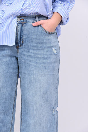 Jeans palazzo strappi - Jeans chiaro