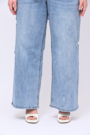 Jeans palazzo strappi - Jeans chiaro