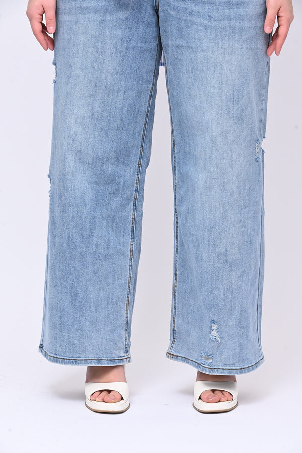 Jeans palazzo strappi - Jeans chiaro