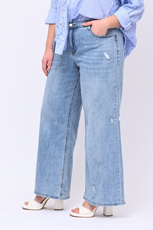 Jeans palazzo strappi - Jeans chiaro