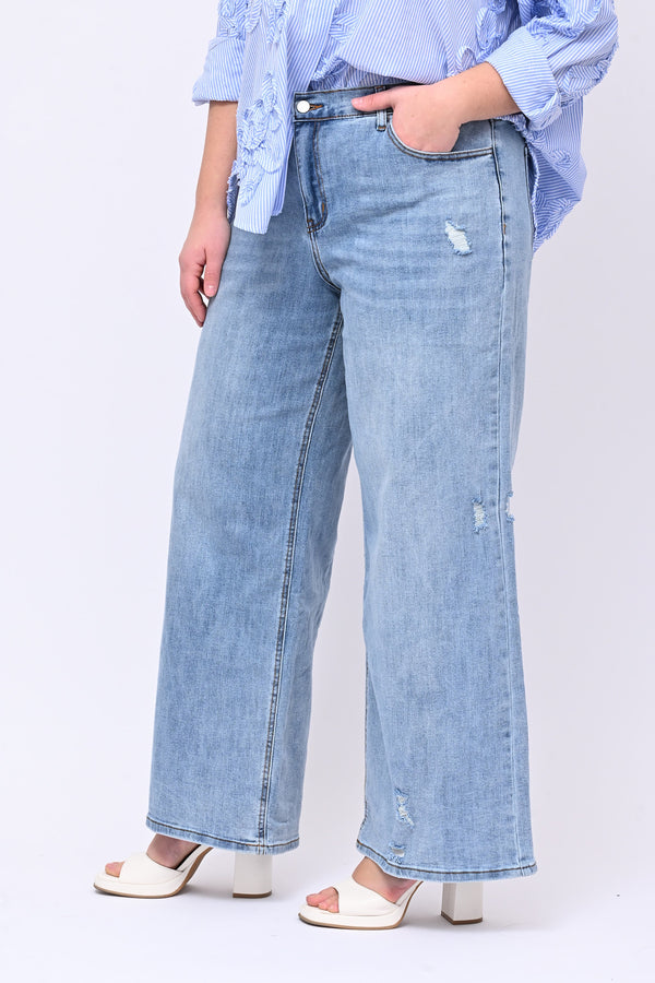 Jeans palazzo strappi - Jeans chiaro