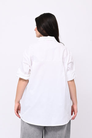 Camicia spilla strass - Bianco