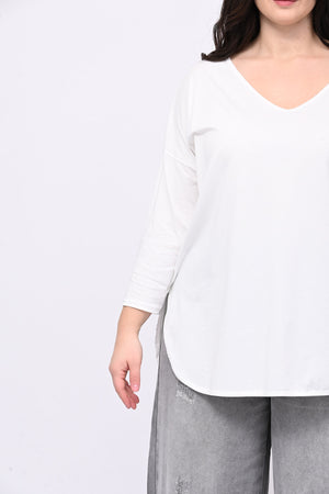 T-shirt stondata manica lunga - Bianco