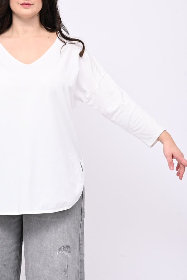 T-shirt stondata manica lunga - Bianco