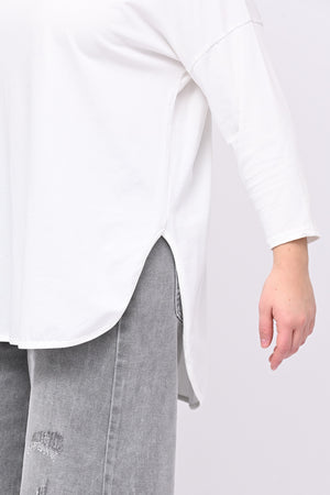 T-shirt stondata manica lunga - Bianco