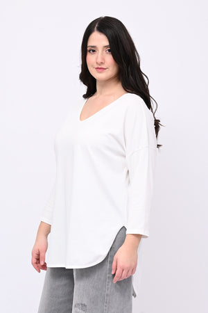 T-shirt stondata manica lunga - Bianco