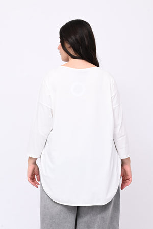 T-shirt stondata manica lunga - Bianco
