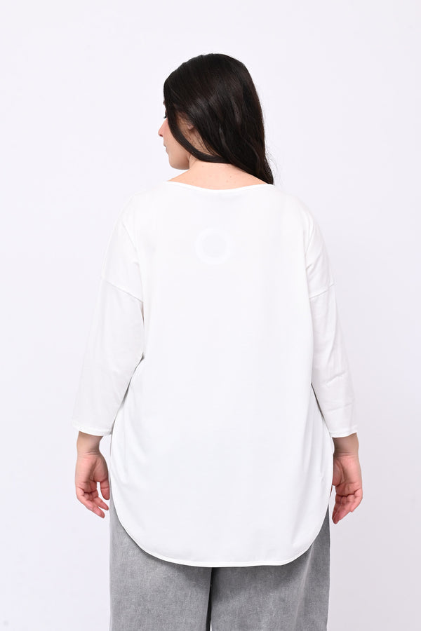 T-shirt stondata manica lunga - Bianco