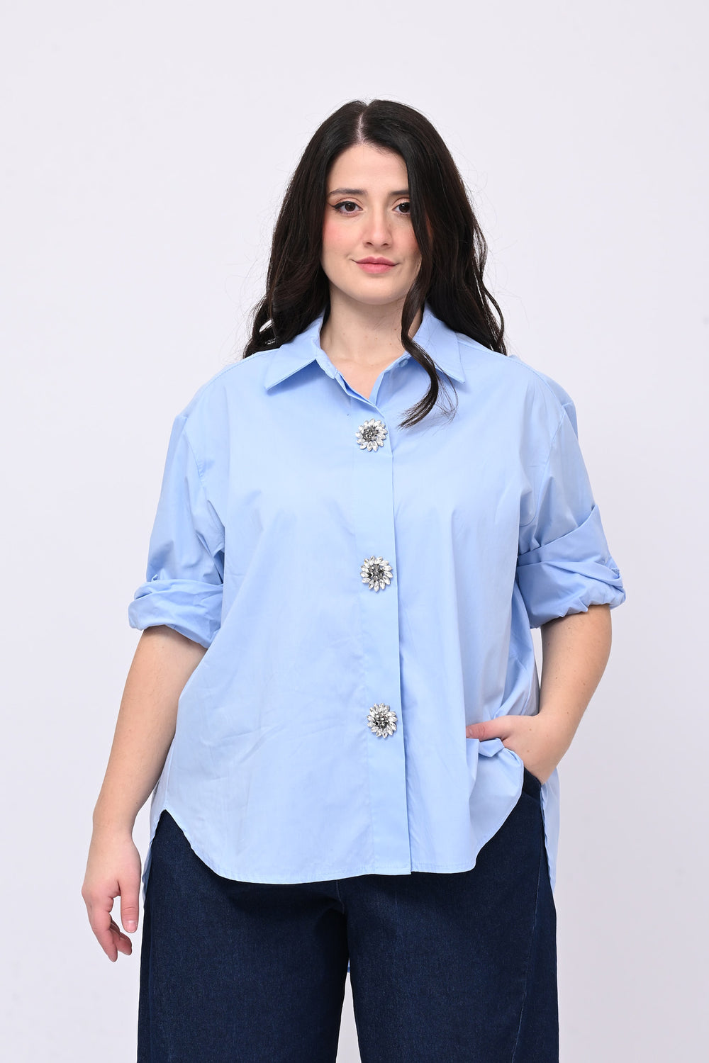 Camicia spilla strass - Oxford