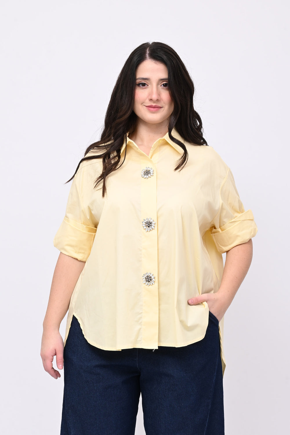 Camicia spilla strass - Giallo