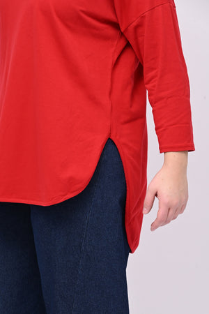 T-shirt stondata manica lunga - Rosso