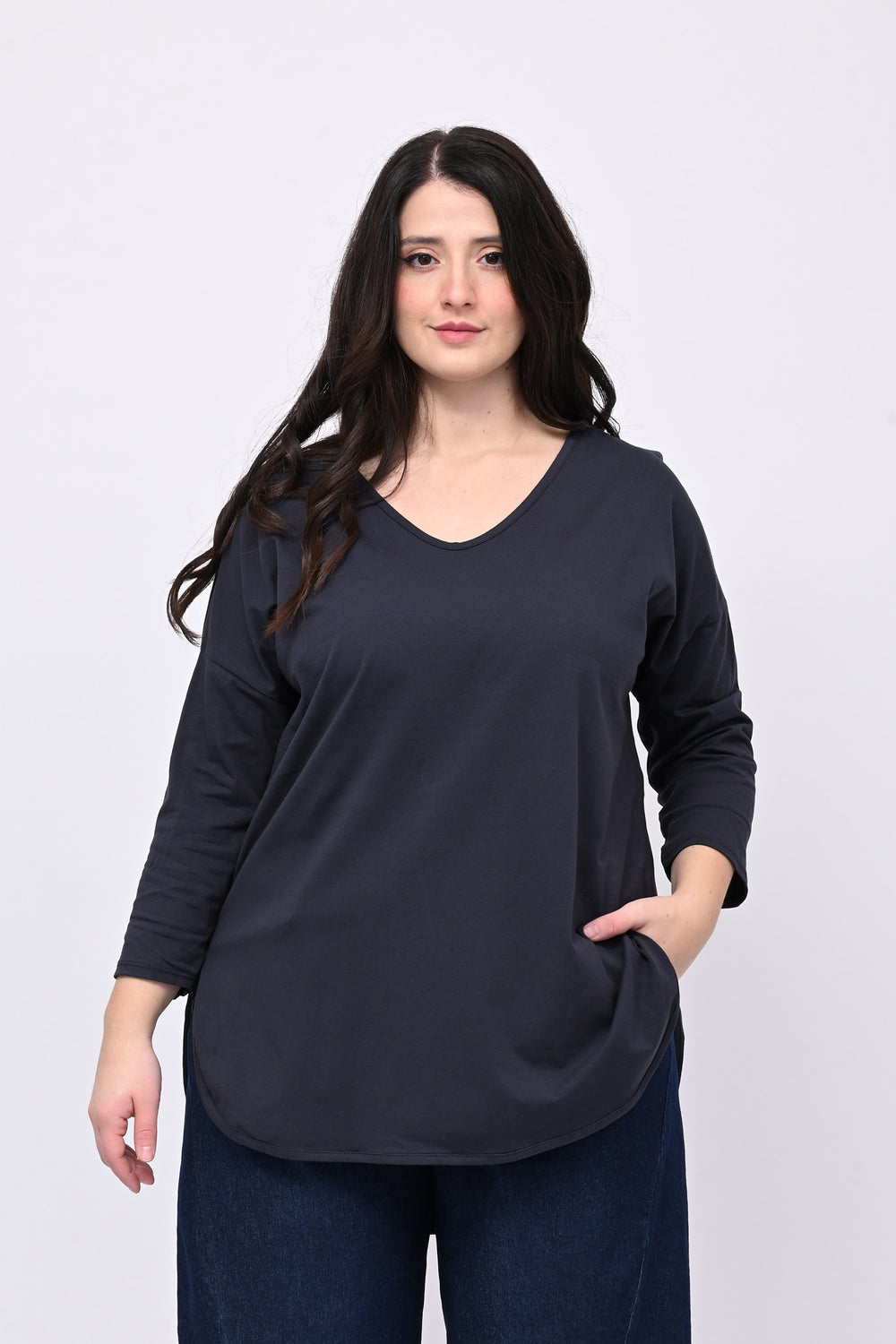 T-shirt stondata manica lunga - Blu