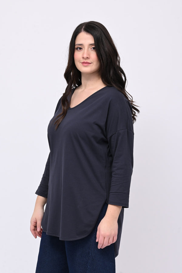 T-shirt stondata manica lunga - Blu