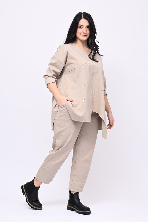 Pantalone elastico punto Milano - Sabbia