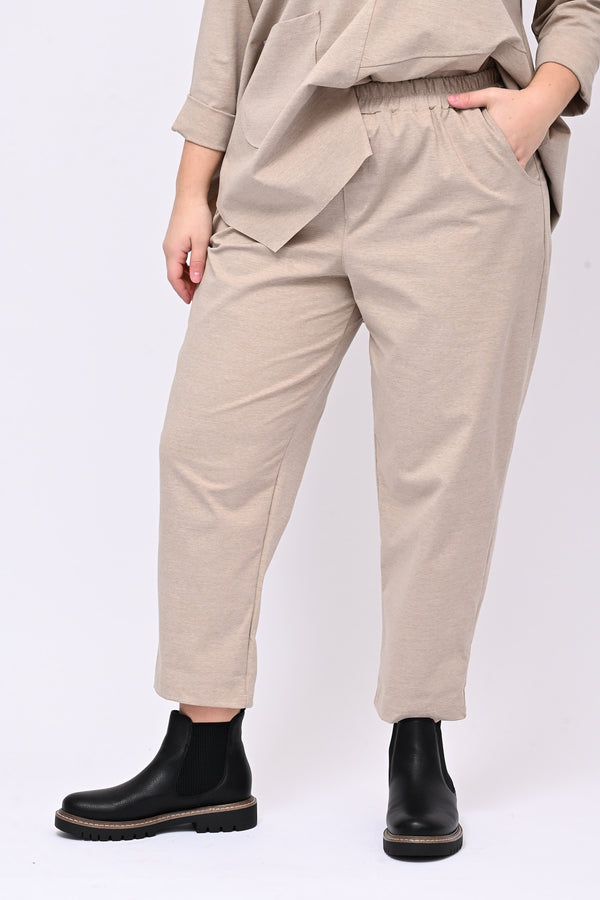 Pantalone elastico punto Milano - Sabbia