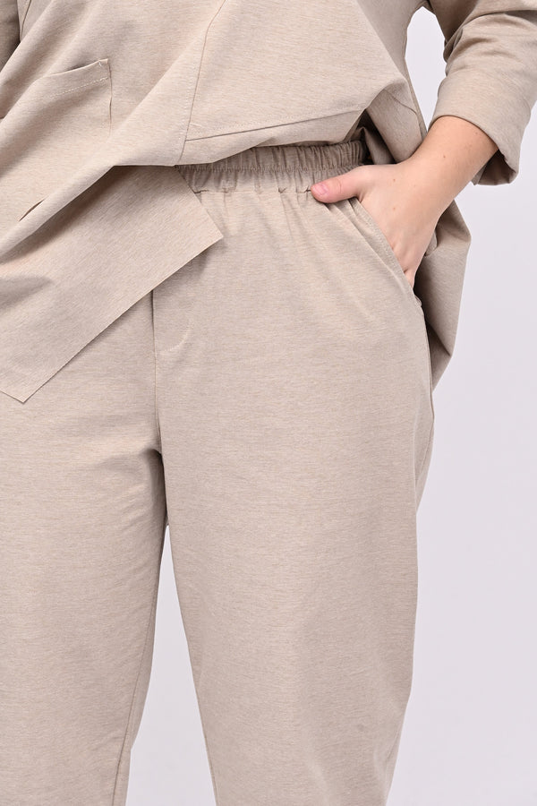 Pantalone elastico punto Milano - Sabbia