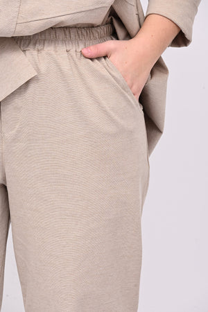 Pantalone elastico punto Milano - Sabbia