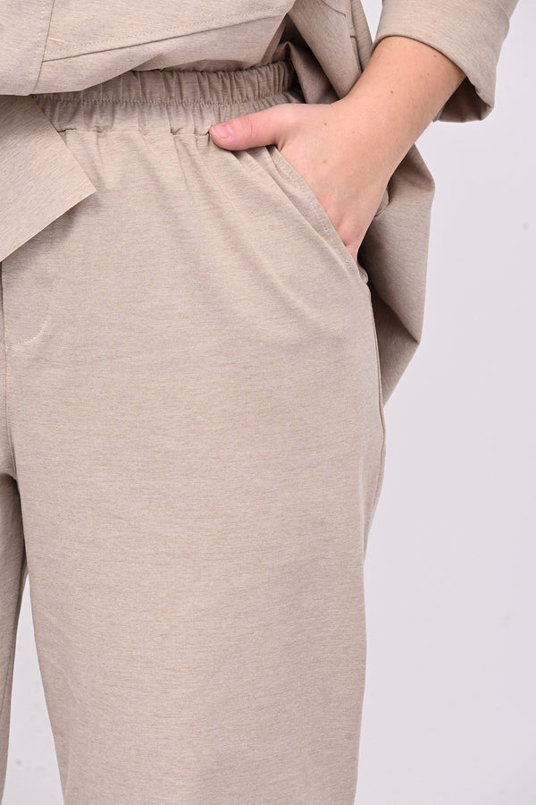 Pantalone elastico punto Milano - Sabbia