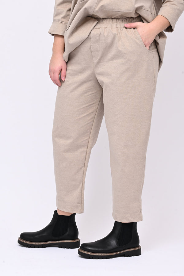 Pantalone elastico punto Milano - Sabbia