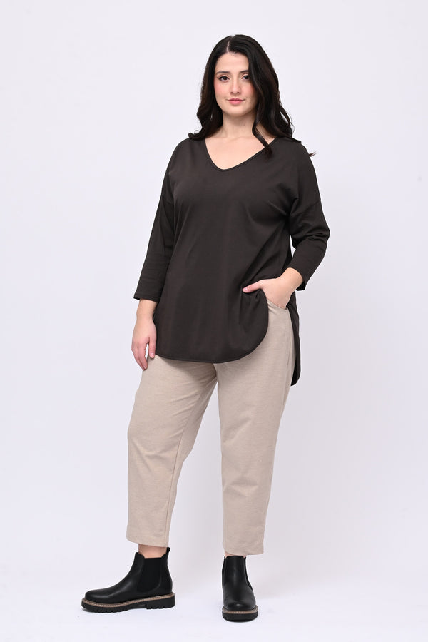 T-shirt stondata manica lunga - Moro