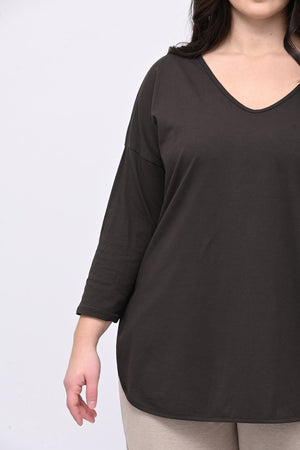 T-shirt stondata manica lunga - Moro