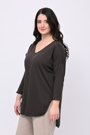 T-shirt stondata manica lunga - Moro