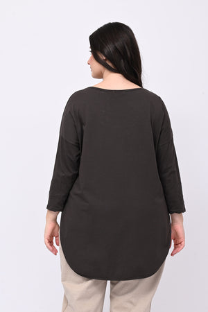 T-shirt stondata manica lunga - Moro