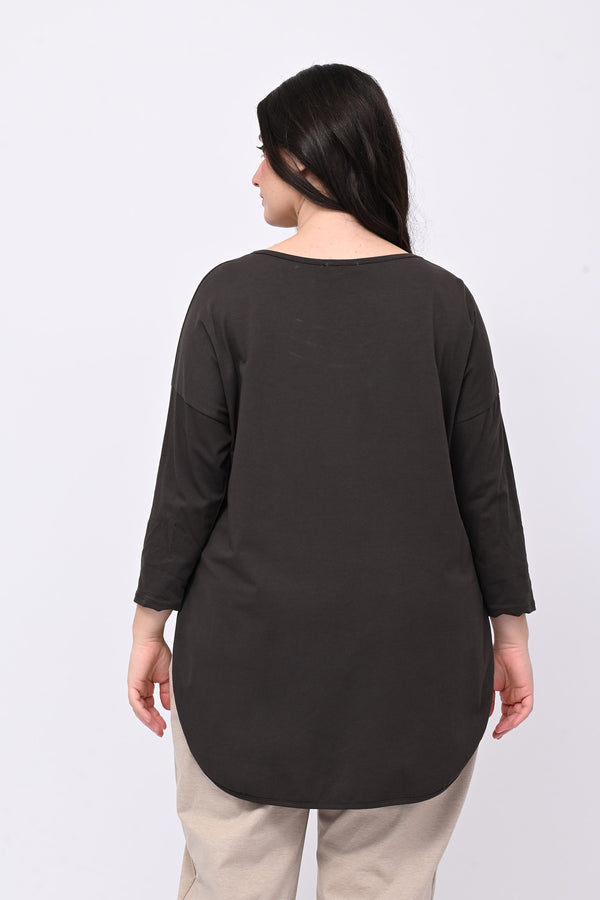 T-shirt stondata manica lunga - Moro