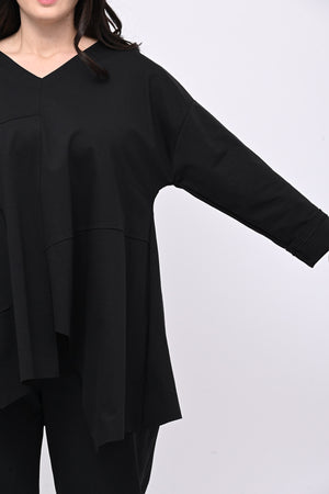 Maglia scollo V tasca - Nero
