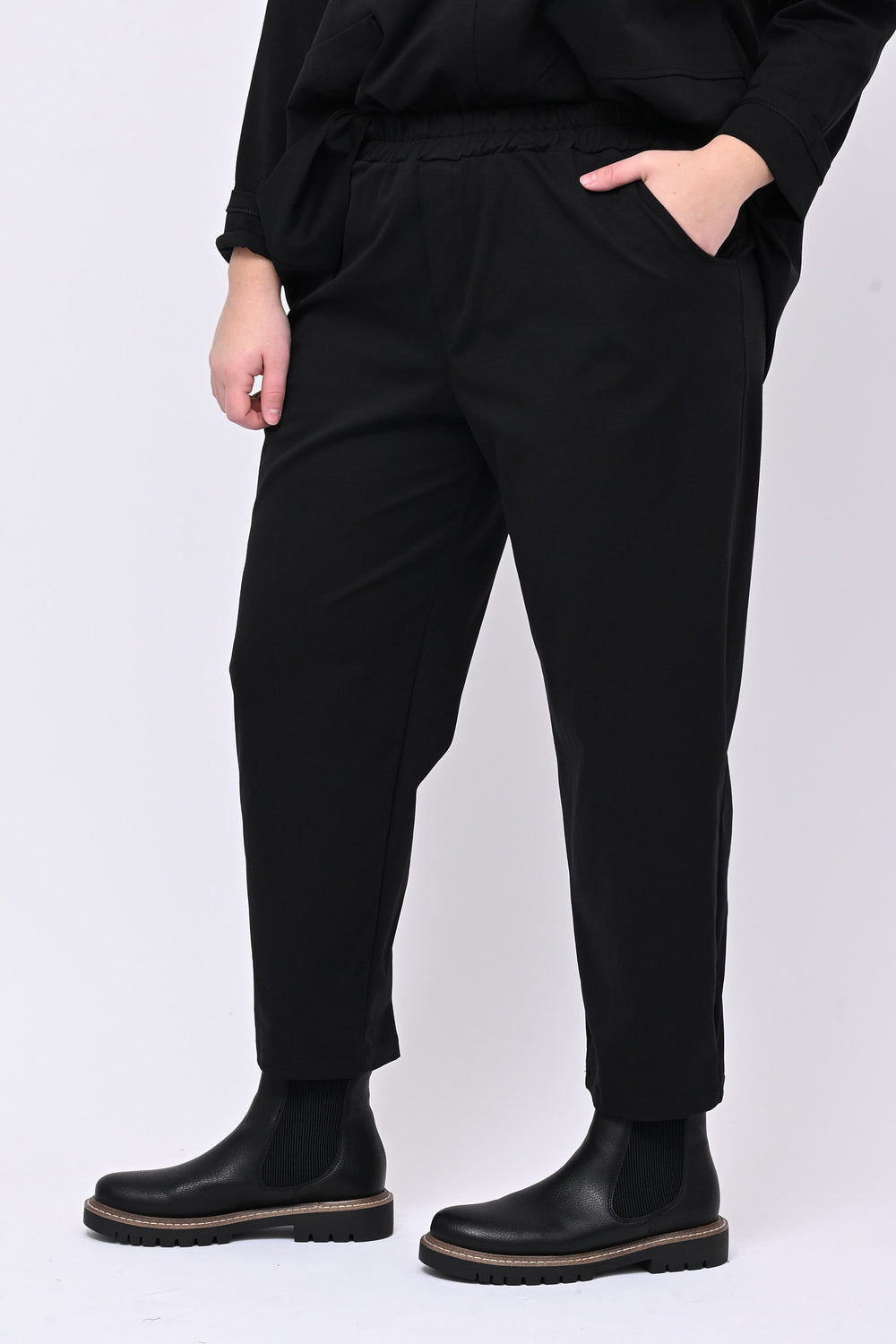 Pantalone elastico punto Milano - Nero