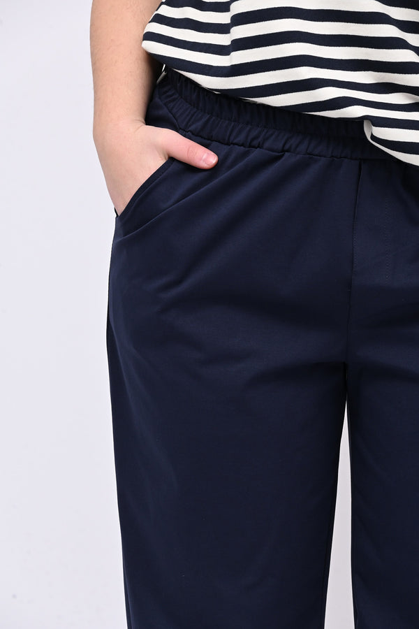 Stretch trousers with Milan stitch - Blue