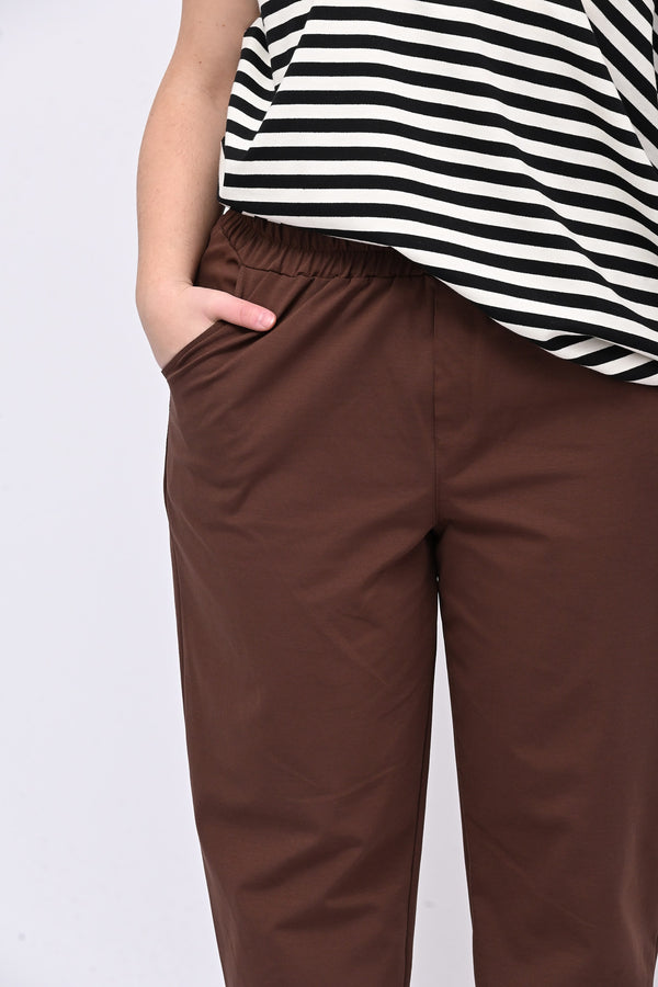 Pantalone elastico punto Milano - Bruciato