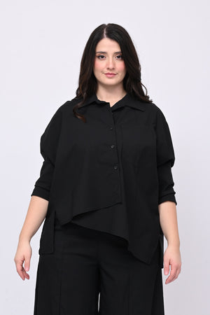 Camicia bengalina asimmetrica - Nero