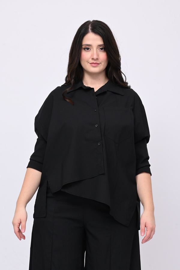 Camicia bengalina asimmetrica - Nero