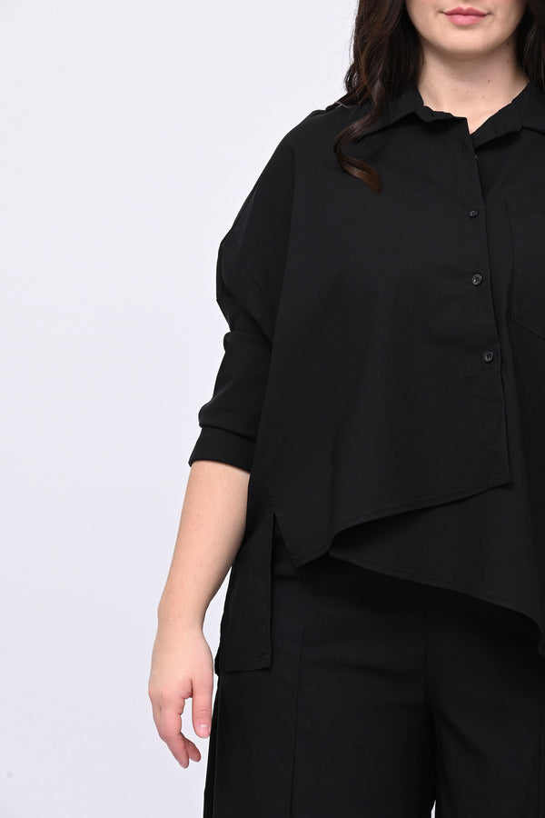 Camicia bengalina asimmetrica - Nero